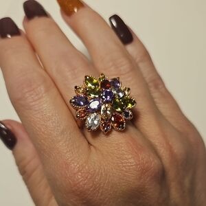 Multicolor Gemstone Flower Ring